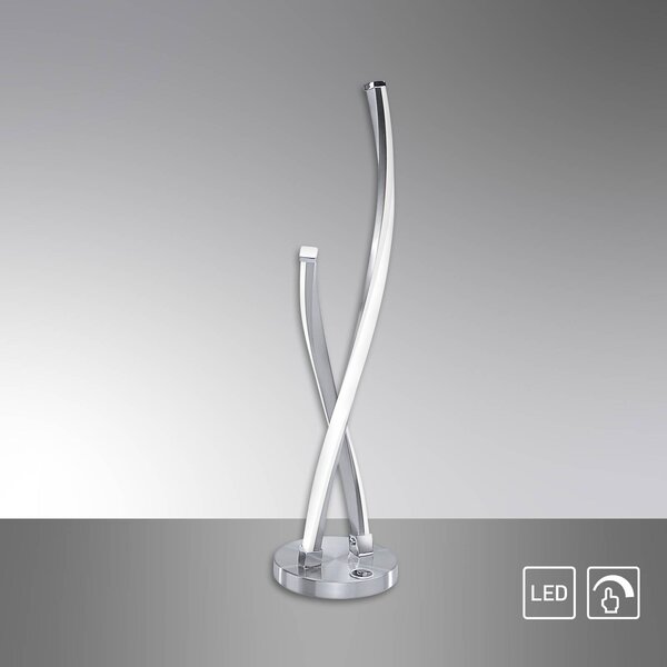 Paul Neuhaus Lampa stołowa LED Polina, możliwość ściemniania, aluminiowy / szary / cynkowy, salon / jadalnia, metal, nowoczesny