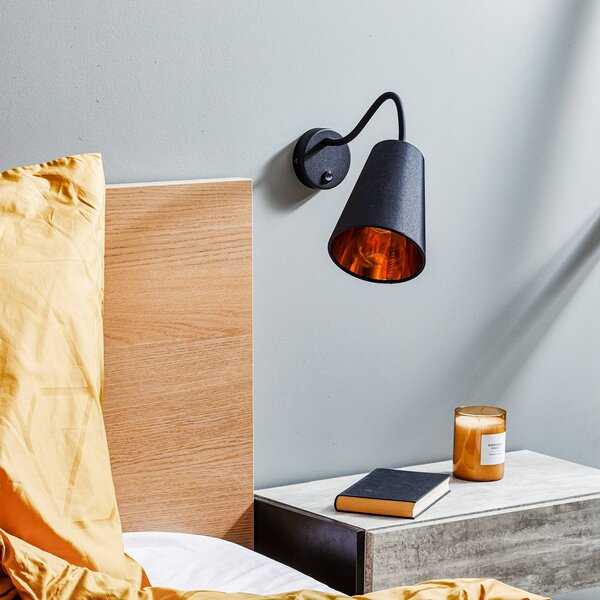 Kinkiet Wire TK Lighting, czarny, salon / jadalnia, tkanina / materiał / jedwab, nowoczesny