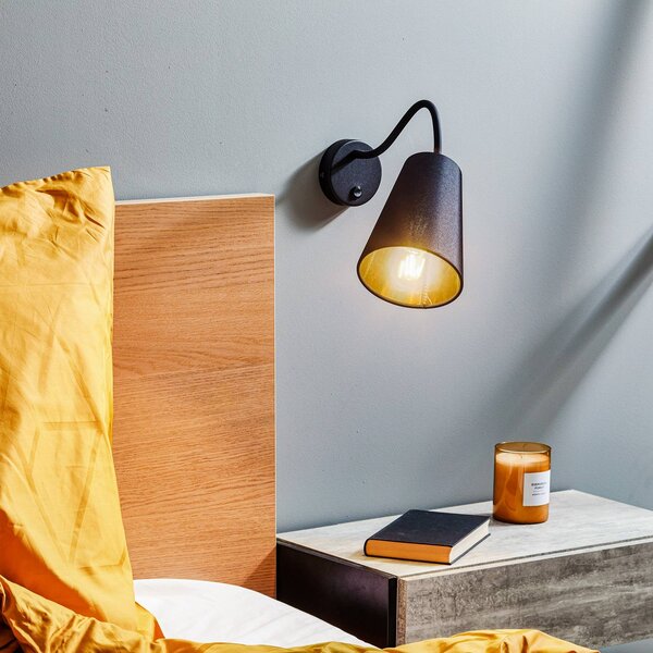 Kinkiet Wire TK Lighting, czarny, salon / jadalnia, tkanina / materiał / jedwab, nowoczesny