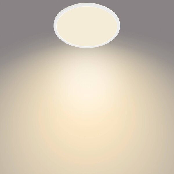 Philips Lampa sufitowa LED Superslim, możliwość ściemniania, biały / opal, łazienka, metal