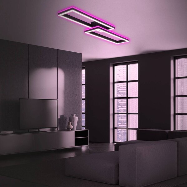 Briloner Lampa sufitowa LED Frame, możliwość ściemniania, czarny, salon / jadalnia, metal, nowoczesny