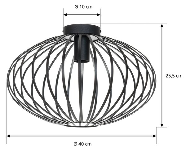 Lampa sufitowa Lindby Maivi, czarna, 40 cm, żelazo, klatka