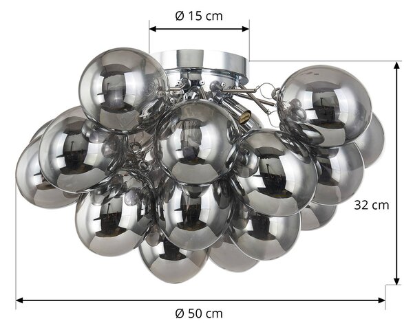 Lampa sufitowa Diborah Lucande, możliwość ściemniania, aluminiowy / szary / cynkowy, salon / jadalnia, szkło, design