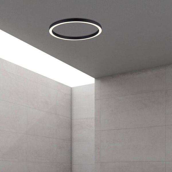 PURE Lampa sufitowa LED Lines Round, możliwość ściemniania, czarny, salon / jadalnia, aluminium, nowoczesny