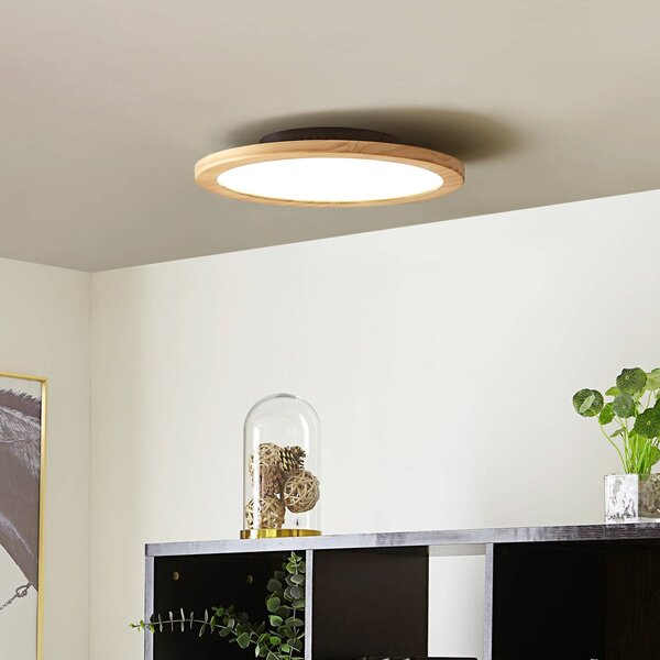 Lampa sufitowa LED Joren Lucande, możliwość ściemniania, jasne drewno, salon / jadalnia, drewno, dworkowy / rustykalny