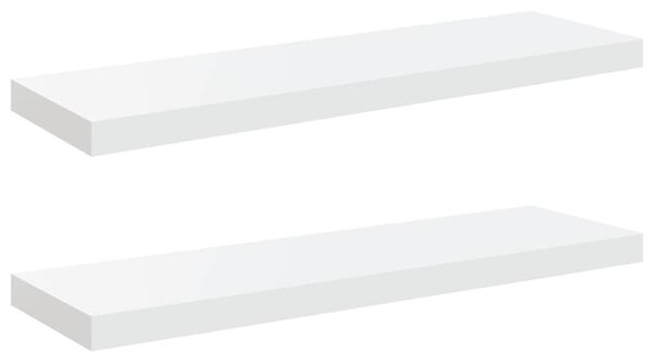 Półki ścienne, 2 szt, wysoki połysk, białe, 80x23,5x3,8 cm, mdf