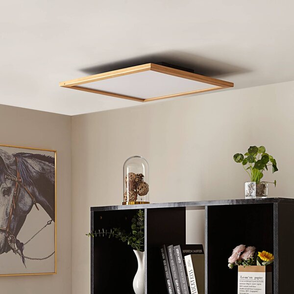 Lampa sufitowa LED Joren Lucande, możliwość ściemniania, jasne drewno, salon / jadalnia, drewno, dworkowy / rustykalny