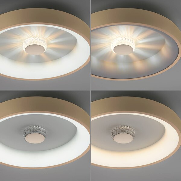 JUST LIGHT. GmbH Lampa sufitowa LED Vertigo, możliwość ściemniania, mosiężny / złoty, salon / jadalnia, metal, nowoczesny