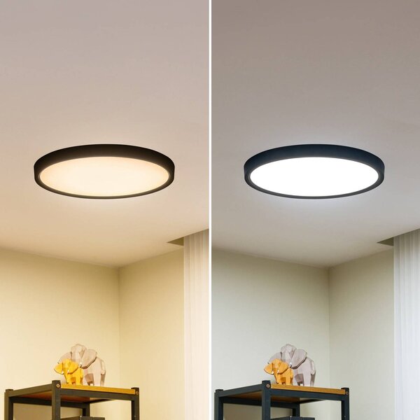 Lampa sufitowa LED Pravin Lindby, czarny, salon / jadalnia, tworzywo sztuczne, nowoczesny
