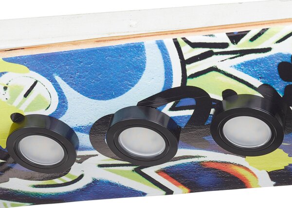 Evotec Lampa sufitowa LED Easy Cruiser Graffiti, możliwość ściemniania, niebieski, pokój dziecięcy, drewno, design