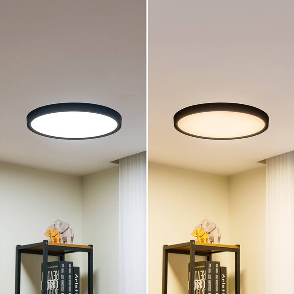 Lampa sufitowa LED Pravin Lindby, czarny, salon / jadalnia, tworzywo sztuczne, nowoczesny