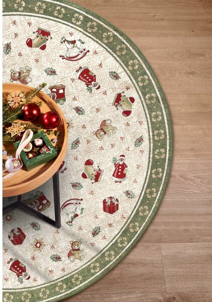 Zielony okrągły dywan z mieszanki bawełny ze świątecznym motywem ø 160 cm Toy's Delight Green Christmas – Villeroy&Boch