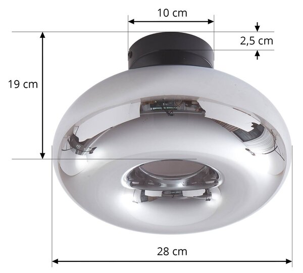 Lampa sufitowa Zehra Lindby, możliwość ściemniania, czarny, przedpokój, szkło, nowoczesny