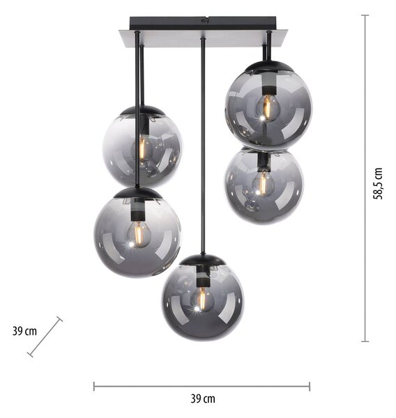 JUST LIGHT. GmbH Lampa sufitowa Big Widow, możliwość ściemniania, czarny, salon / jadalnia, metal, nowoczesny