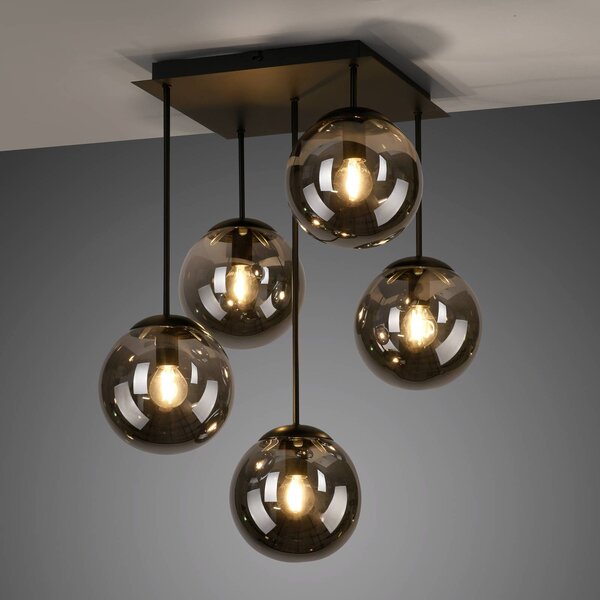 JUST LIGHT. GmbH Lampa sufitowa Big Widow, możliwość ściemniania, czarny, salon / jadalnia, metal, nowoczesny