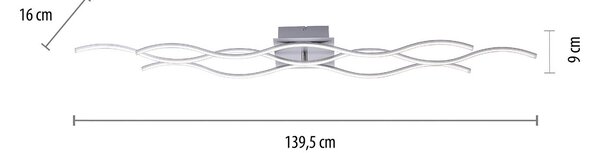 JUST LIGHT. GmbH Lampa sufitowa LED Wave, aluminiowy / szary / cynkowy, salon / jadalnia, aluminium, nowoczesny