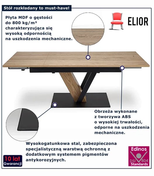 Prostokątny rozkładany stół do salonu K3-R74