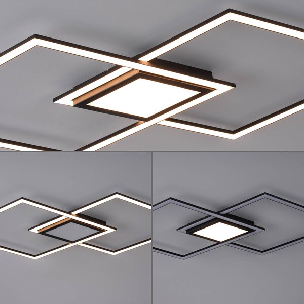 JUST LIGHT. GmbH Lampa sufitowa LED Asmin, możliwość ściemniania, czarny, salon / jadalnia, aluminium, nowoczesny
