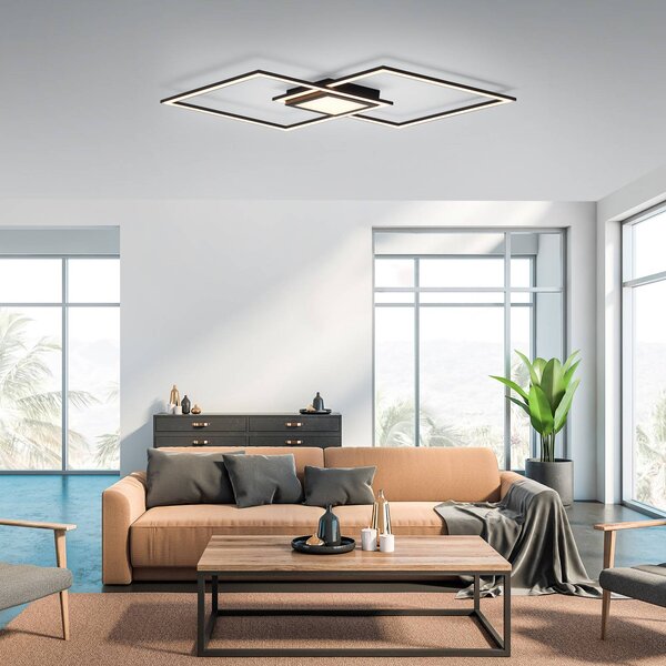 JUST LIGHT. GmbH Lampa sufitowa LED Asmin, możliwość ściemniania, czarny, salon / jadalnia, aluminium, nowoczesny