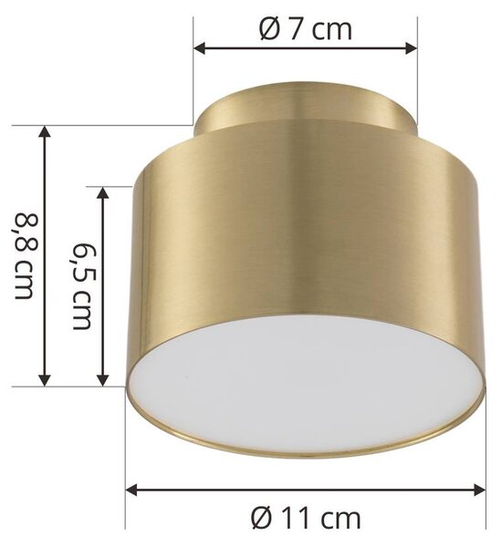 Reflektor LED Lindby Nivoria, 11 x 9 cm, kolor złoty, metalowy Nivoria, mosiężny / złoty, salon / jadalnia, aluminium, nowoczesny