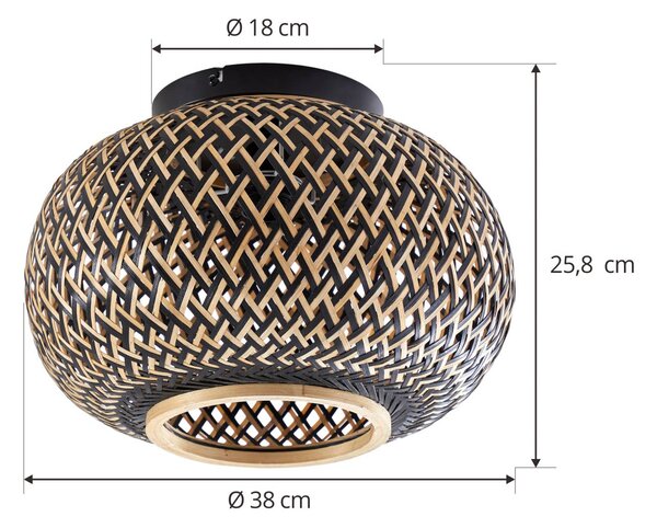 Lampa sufitowa Nerys Lindby, możliwość ściemniania, ciemne drewno, salon / jadalnia, drewno, dworkowy / rustykalny