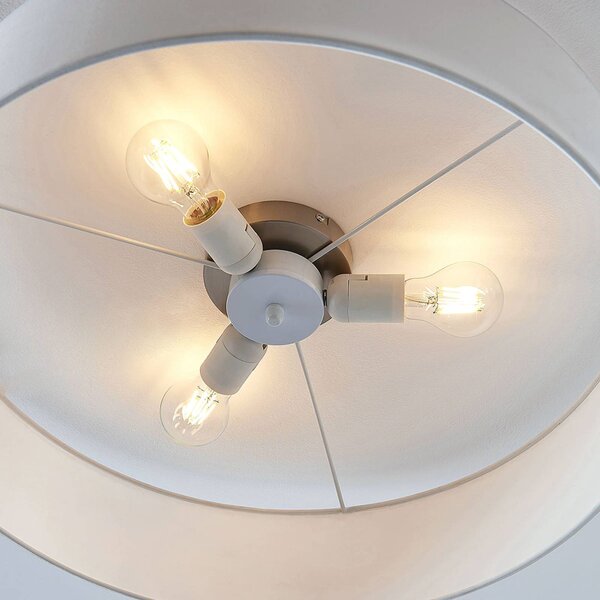 Lampa sufitowa Gordana Lindby, możliwość ściemniania, biały / opal, salon / jadalnia, tkanina / materiał / jedwab, nowoczesny