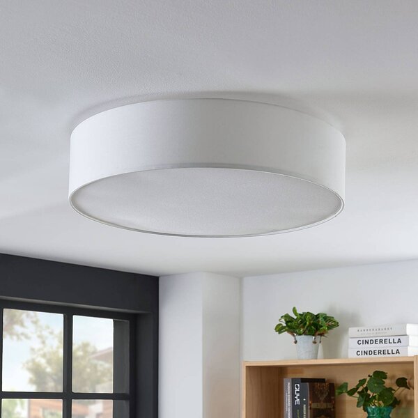 Lampa sufitowa Gordana Lindby, możliwość ściemniania, biały / opal, salon / jadalnia, tkanina / materiał / jedwab, nowoczesny