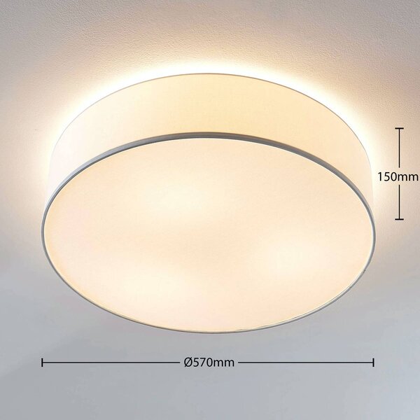 Lampa sufitowa Gordana Lindby, możliwość ściemniania, biały / opal, salon / jadalnia, tkanina / materiał / jedwab, nowoczesny