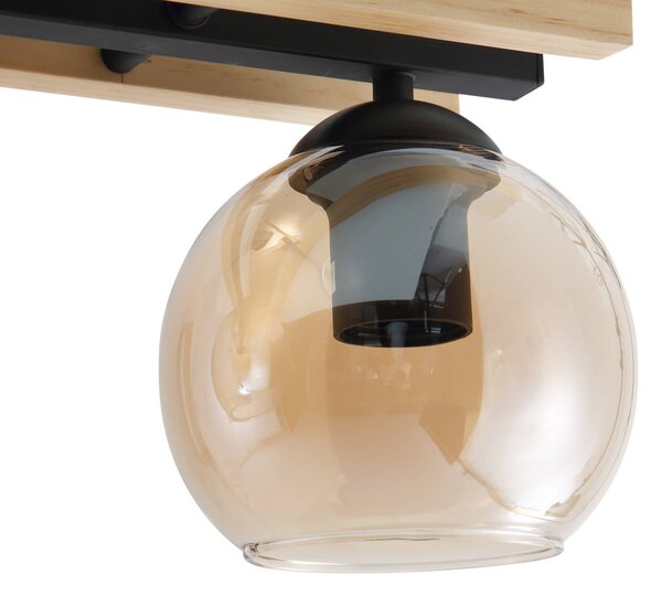 Lampa sufitowa Enrique Lindby, możliwość ściemniania, czarny, przedpokój, drewno, nowoczesny