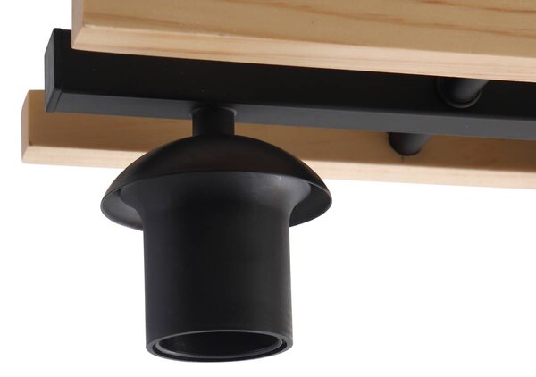 Lampa sufitowa Enrique Lindby, możliwość ściemniania, czarny, przedpokój, drewno, nowoczesny