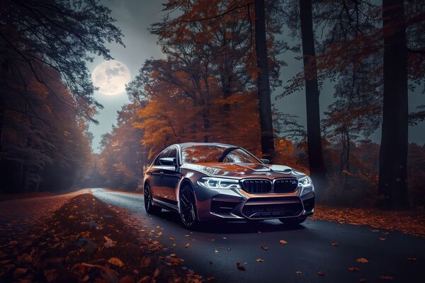 Obraz BMW w pełni księżyca