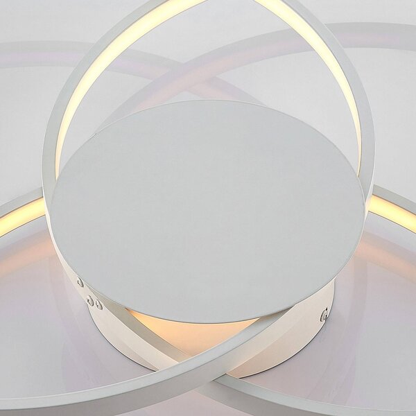 Lampa sufitowa LED Riley Lindby, możliwość ściemniania, biały / opal, salon / jadalnia, aluminium, nowoczesny