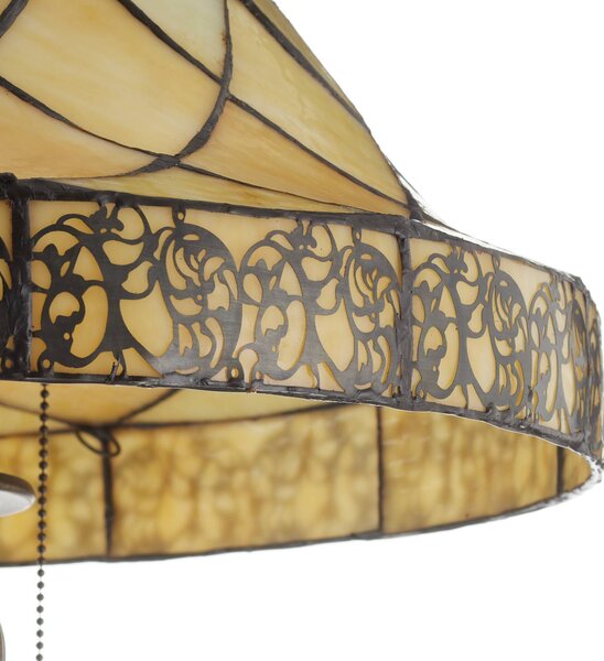 Clayre&Eef Lampa stojąca tiffany DIAMOND, kremowy / amber, salon / jadalnia, szkło, tiffany