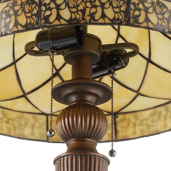 Clayre&Eef Lampa stojąca tiffany DIAMOND, kremowy / amber, salon / jadalnia, szkło, tiffany