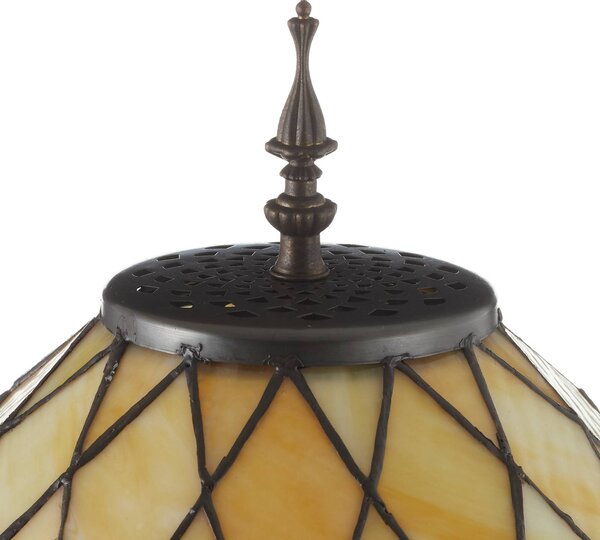 Clayre&Eef Lampa stojąca tiffany DIAMOND, kremowy / amber, salon / jadalnia, szkło, tiffany