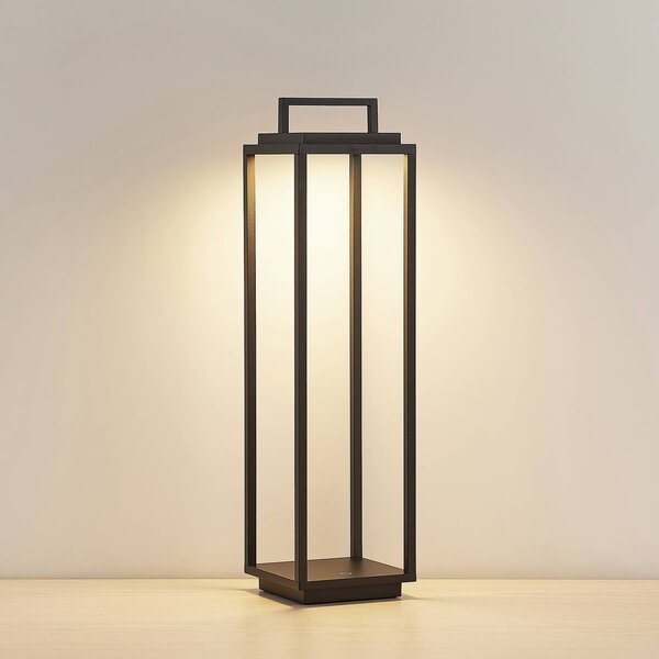Lampa zewnętrzna Lucande LED Elaja, czarna, akumulator, USB, ściemniana Elaja Lucande, możliwość ściemniania, czarny, aluminium, nowoczesny