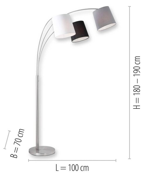 JUST LIGHT. GmbH Lampa łukowa - lampa stojąca Melvin, aluminiowy / szary / cynkowy, salon / jadalnia, metal, nowoczesny