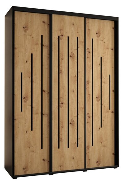 Szafa przesuwna wysoka Davos 12 180, gł. 60 cm czarny + artisan + czarny