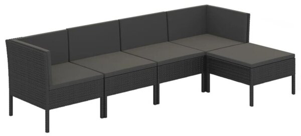 Zestaw Mebli Ogrodowych Komplet Wypoczynkowy Z Poduszkami 5-Częściowy Czarny Rattan Na Taras Balkon Ogród