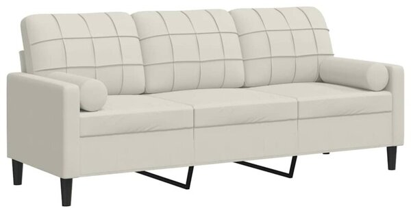 Sofa 3-osobowa z poduszkami, kremowa, 180 cm, aksamit