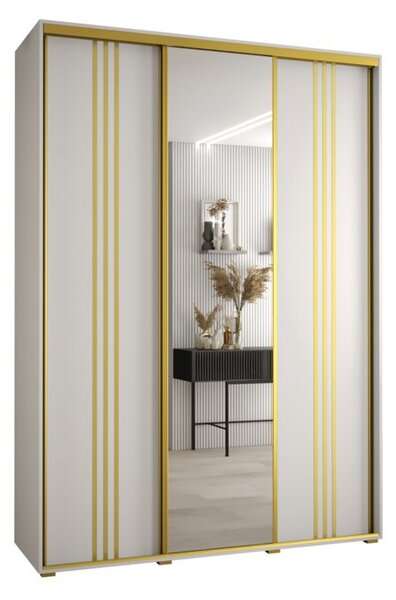 Szafa przesuwna wysoka Davos 7 180, gł. 45 cm biały + biały + złoty