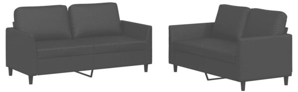 Sofa 2-osobowa z poduszkami, czarna, sztuczna skÃ³ra