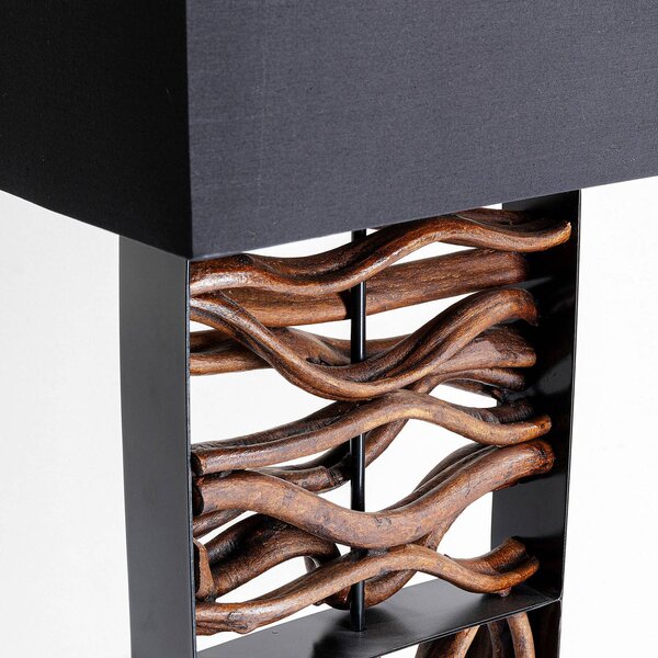 KARE Lampa stojąca Nature Wave, ciemne drewno, salon / jadalnia, tkanina / materiał / jedwab, nowoczesny