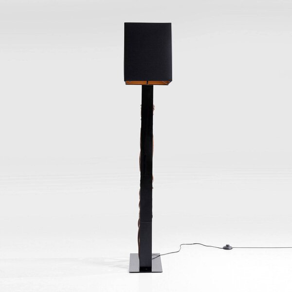 KARE Lampa stojąca Nature Wave, ciemne drewno, salon / jadalnia, tkanina / materiał / jedwab, nowoczesny