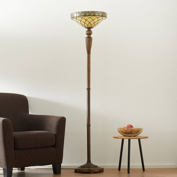 Clayre&Eef Lampa stojąca tiffany DIAMOND, brązowy / rdzawy, salon / jadalnia, szkło, tiffany