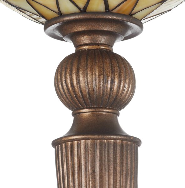 Clayre&Eef Lampa stojąca tiffany DIAMOND, brązowy / rdzawy, salon / jadalnia, szkło, tiffany