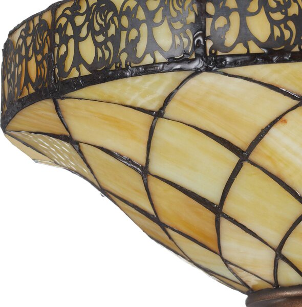 Clayre&Eef Lampa stojąca tiffany DIAMOND, brązowy / rdzawy, salon / jadalnia, szkło, tiffany