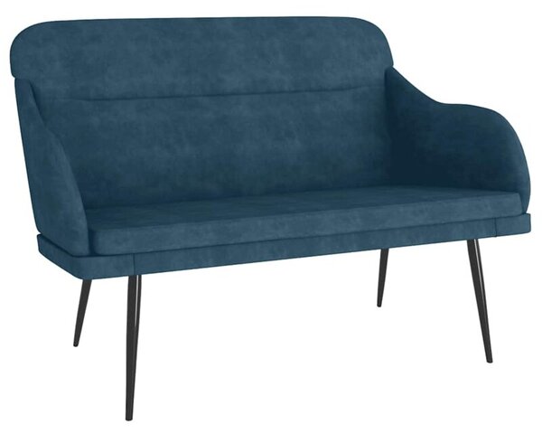 Ławka, niebieska, 110x76x80 cm, obita aksamitem