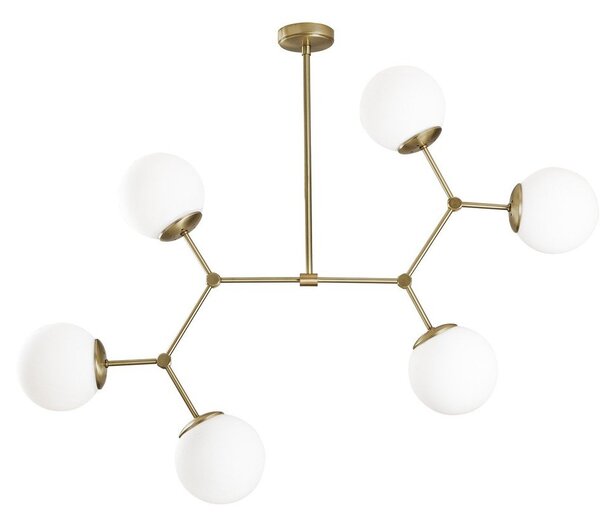 Biała/w kolorze mosiądzu lampa wisząca ze szklanym kloszem Damar – Opviq lights