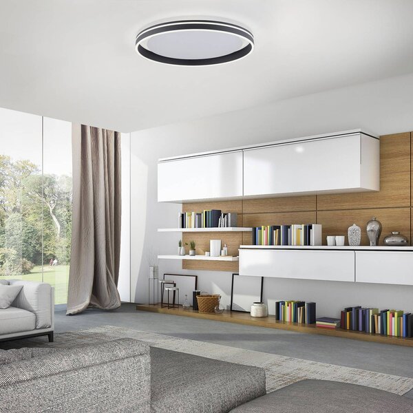 Q-Smart-Home Inteligentna lampa sufitowa Q-Vito, możliwość ściemniania, czarny, salon / jadalnia, metal, nowoczesny